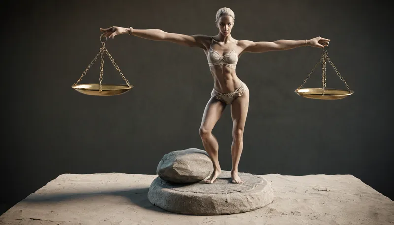 Mujer con cuerpo atlético en balanza tras pérdida de peso con dieta keto