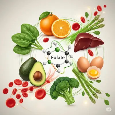 infografia de los nutrientes que contienen folatos.